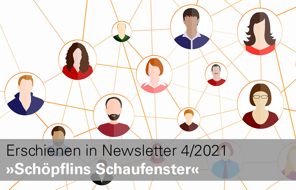 Grafik mit Menschen, die miteinander durch ein Gitternetzwerk verbunden sind.