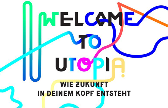 Grafik mit Schriftzug der Werkraumreihe "Welcome to Utopia"